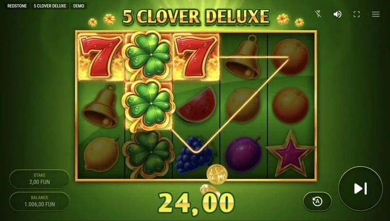 5 Clover Deluxe - vinst i grundspelet